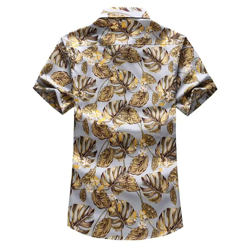 

Casual Dress Floral Shirt Turn-down Collar Mens Shirts Hawaiian style Blouse Men Men's Clothes New Arrival Blue Yellow