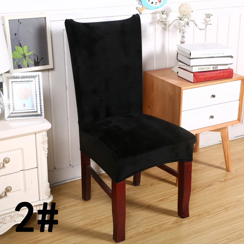 Съемные стрейч лисы ворс Slipcover короткие обеденные стулья вечерние чехлы для