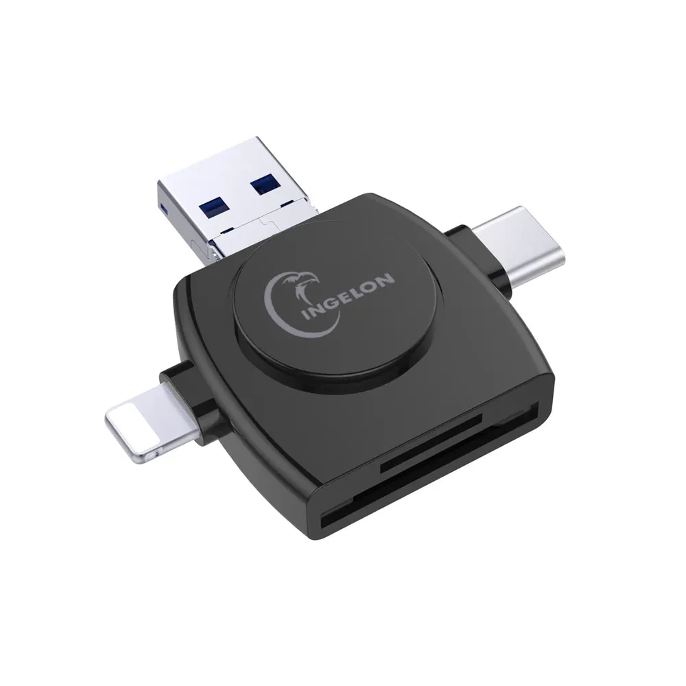 R01-Black-reader Ingelon все в 1 SD кард-ридер Microsd USB C TF карта адаптер SDHC Тип C OTG кард-ридер для iPhone XS MAX XR 6 Android - Цвет: R01-Black-reader