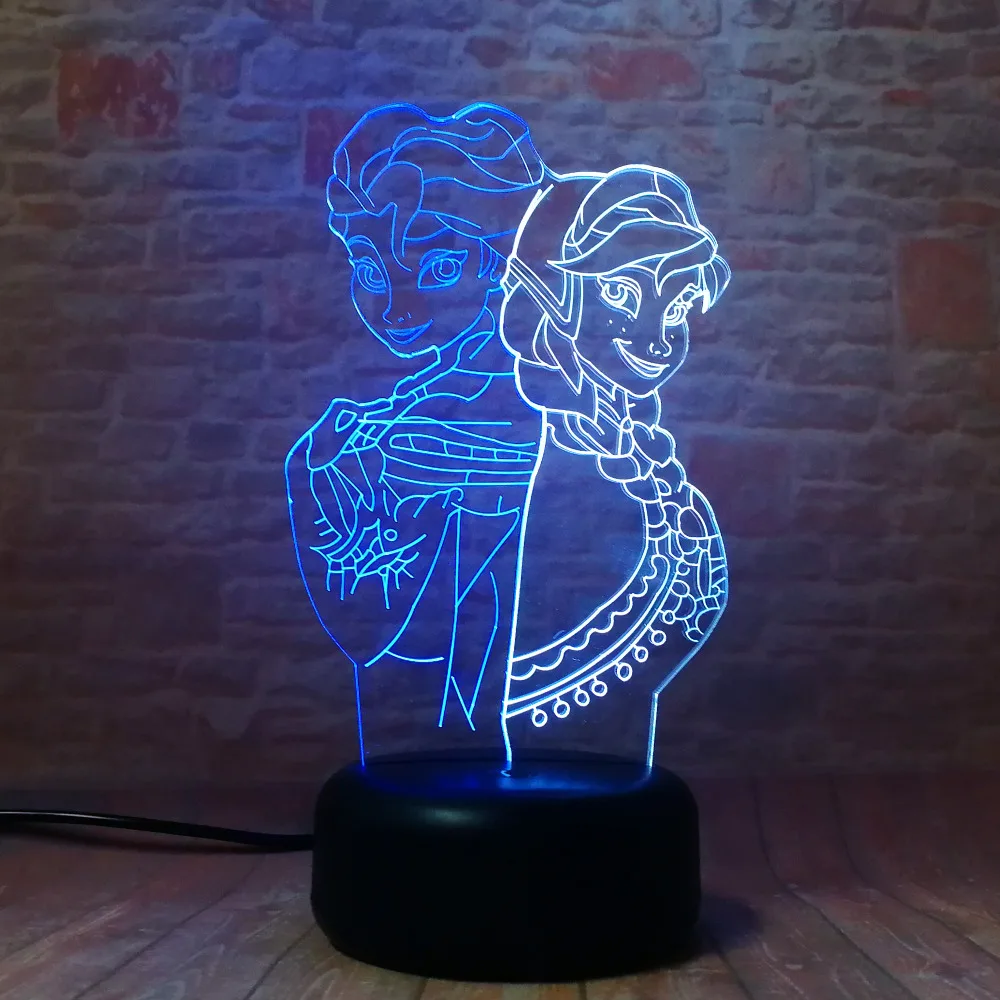 Новый Снежная королева принцесса Эльза Анна фигурка 3D смешанный Ночной