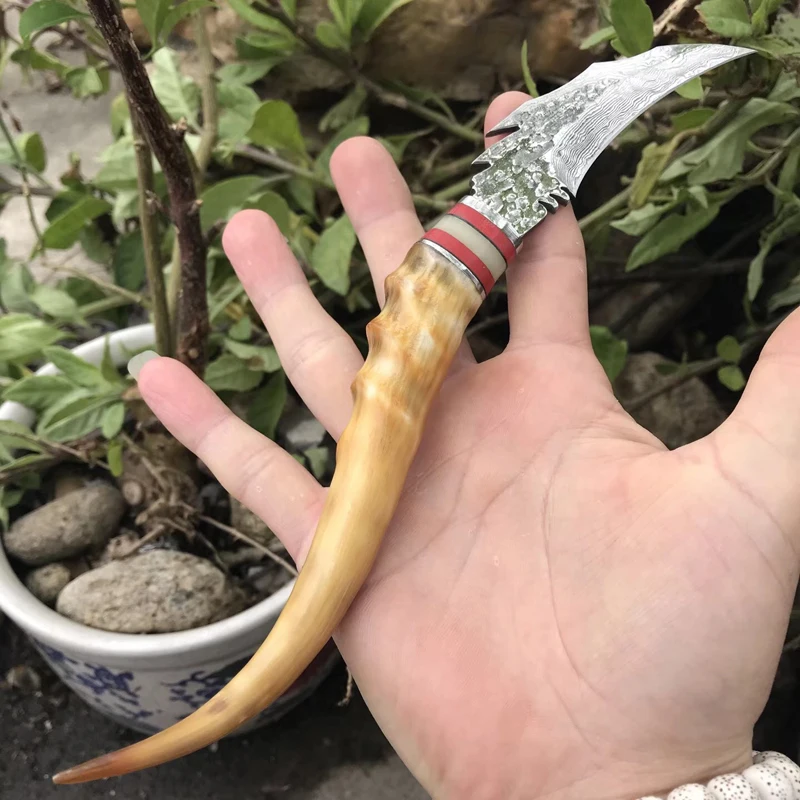 Новейшая коллекция дамасская сталь Cornu Procaprae Gutturosae охотничий нож с ручкой