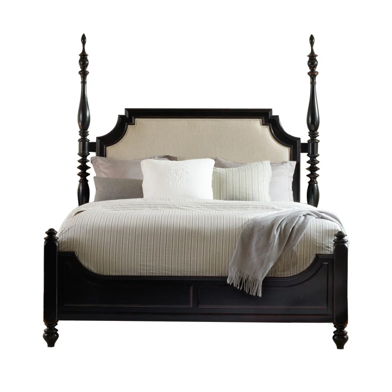 Upholstered solid wooden bed elegant antique style double | Мебель