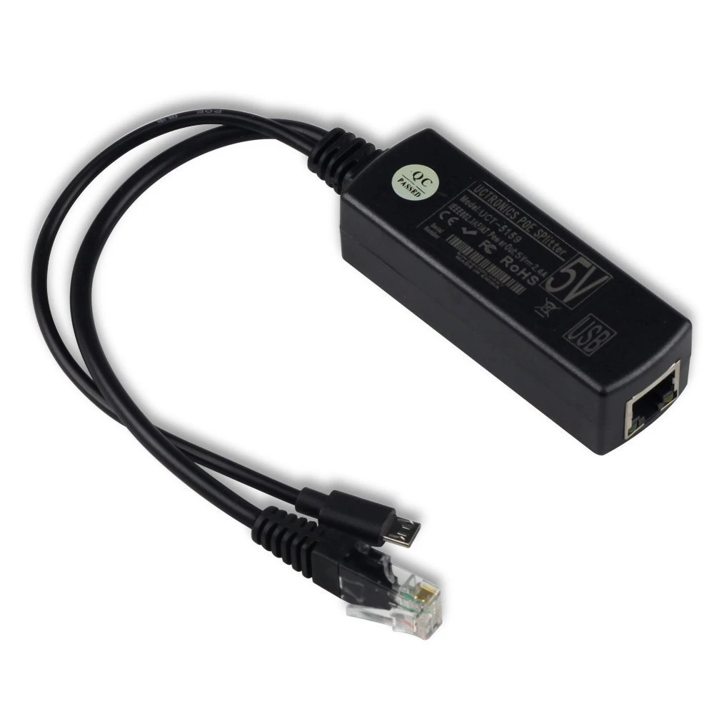 ESCAM IEEE 802.3af Micro USB Активный сплиттер POE питание через Ethernet 48 В до 5 В 2.4A для планшетов Dropcam или Raspberry Pi