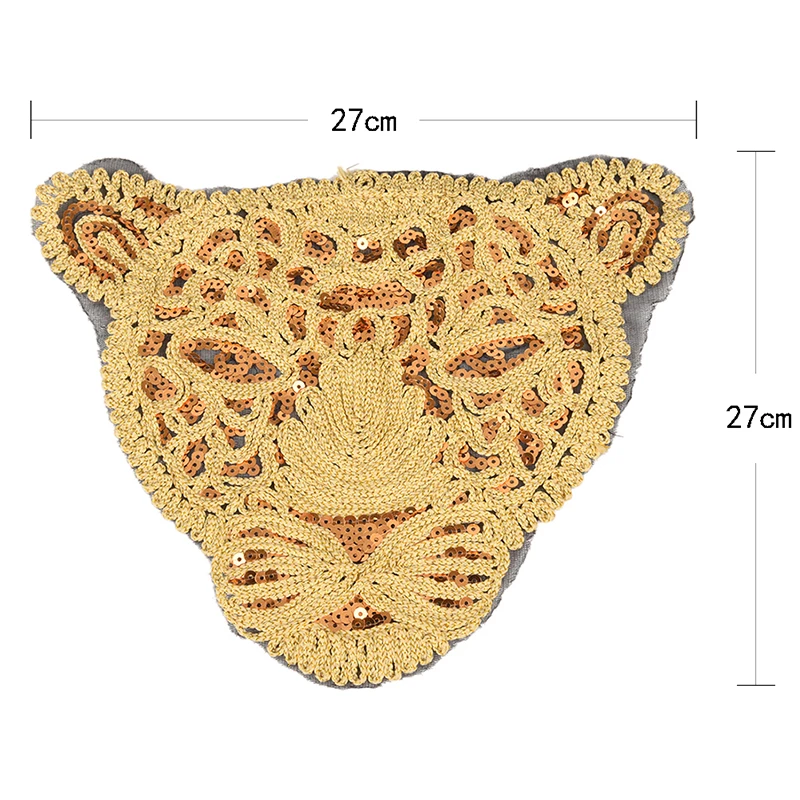 Пайетки для поделок ручной работы 3D большая золотая голова тигра вышитые нашивки