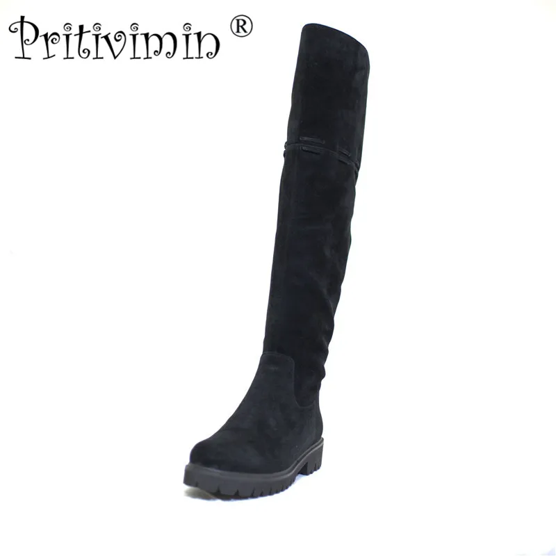 Pritivimin/FN84 женская замшевая обувь bottes femme зимняя теплая ручной работы с подкладкой