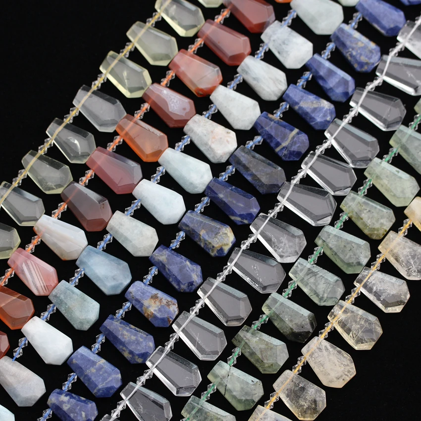 

7 Stone Choice,Natural Crystal Quartz Hexagonal Slice Pendant Beads,Facted Natural Stones Slice Loose Beads Charms DIY SY-658