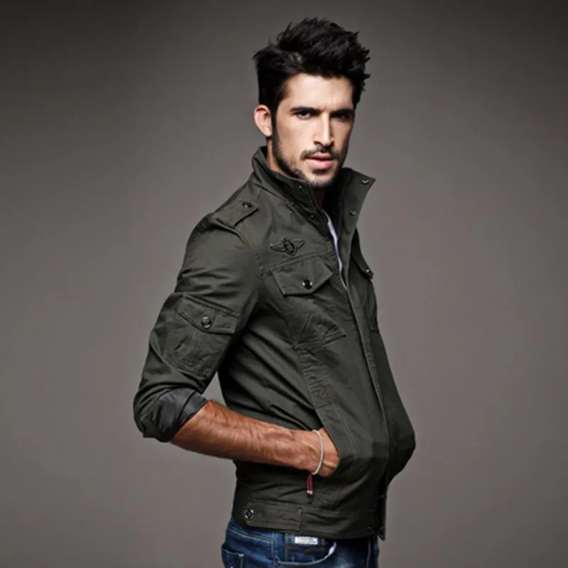 

Pop Quality Men Autumn And Winter Jacket Army Green Jacket Stand Collar Men Coat Fashion