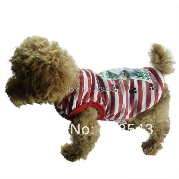 Новая мода собака полосатая футболка обезьяна/телефон дизайн Pet Летний жилет для