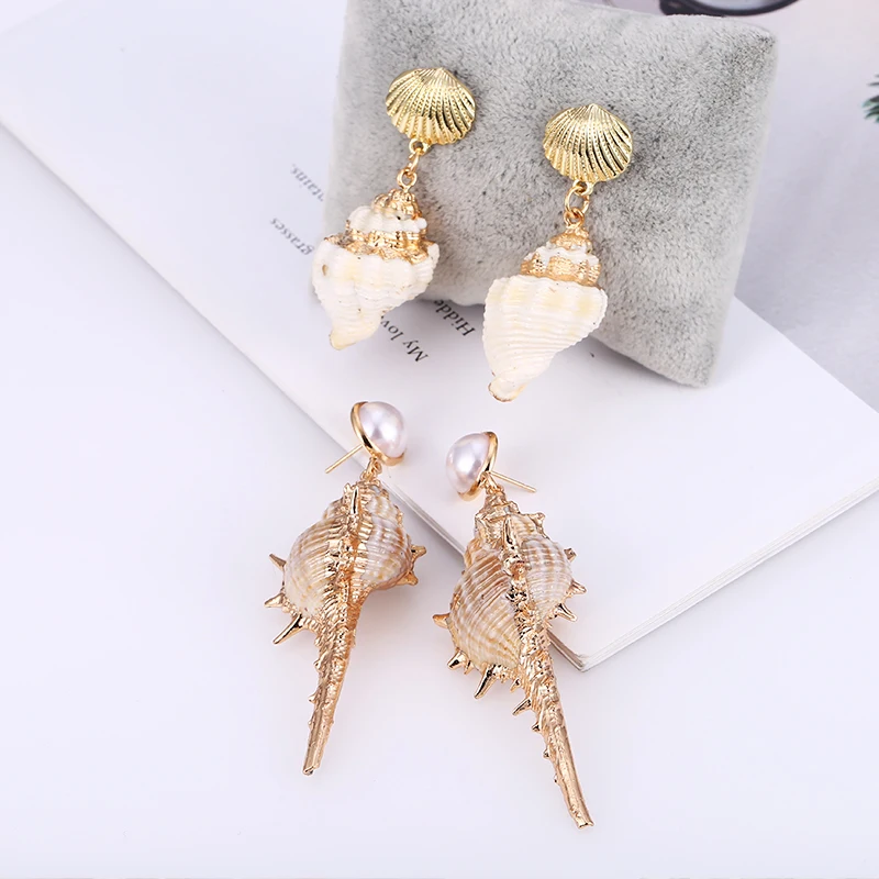 Женские серьги-капли из ракушек Sea Conch новые серьги-подвески в виде большого круга