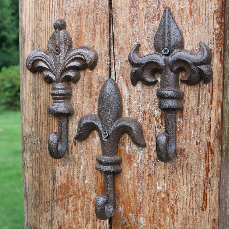 Европейский Винтажный дизайн Fleur De Lis маленький размер Домашний Декор пальто шляпа настенный крючок