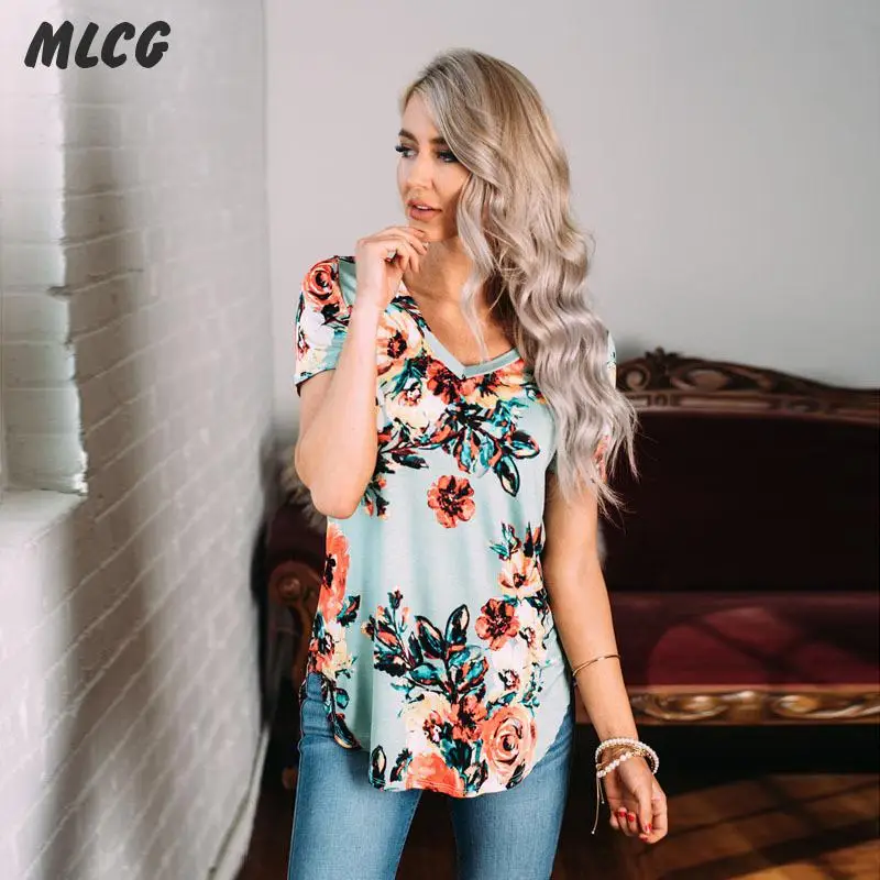 2017 лето цветочный печати футболка моды пальто clothing ladies tops | Женская одежда