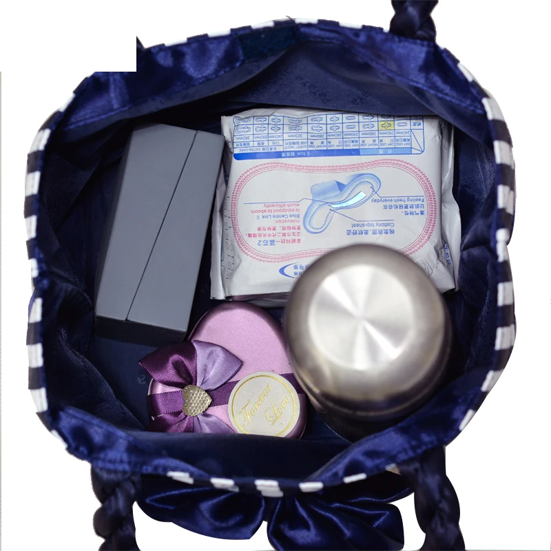 Цветочный бант с принтом в полоску хлопок Tote женские Симпатичные сумки для