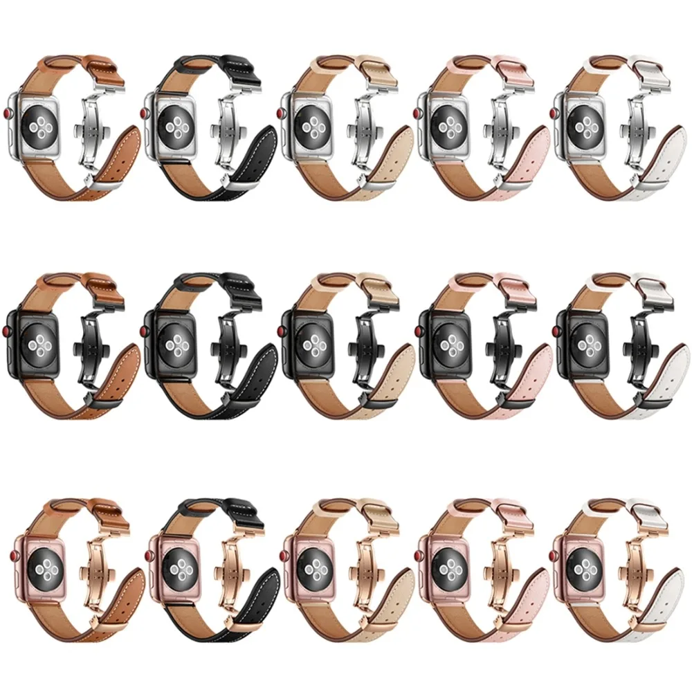 Ремешок кожаный для Apple watch 4 3 2 1 band 42 мм 38 44 40 iwatch series 3|Ремешки часов| |