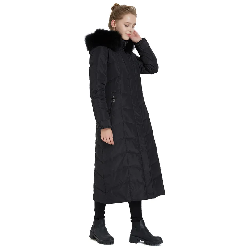 Womens Duck Down Coat Feather Jackets Winter Long Parkas Real Fur Hooded Thick Warm Snow Tops Plus Size Overcoat 2018 Black | Женская