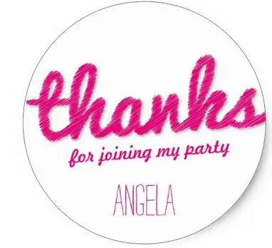

1.5inch Big Sketch Girl Thank You Birthday Party Stickers