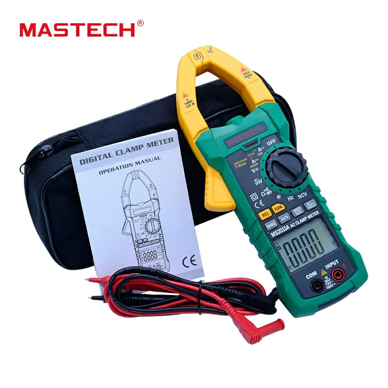 MASTECH MS2015A 1000A токовые клещи переменного тока, измеритель напряжения постоянного и переменного тока, истинный среднеквадратичный цифровой мультиметр, измеритель частоты и емкости, NCV