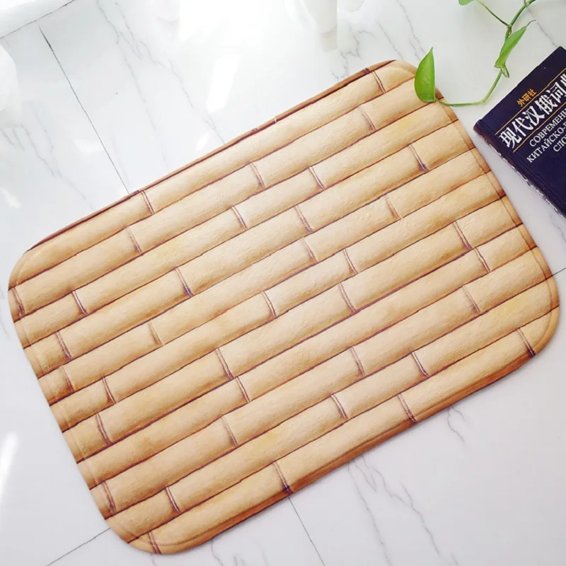 Однотонный бамбуковый коврик фланелевый в полоску для ванной комнаты