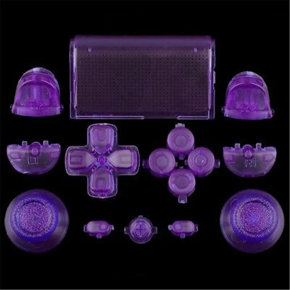 Clear Purple 17 цветов, твердые джойстики R2 L2 R1 L1, триггерные кнопки, набор модов для Playstation Dualshock 4 PS4 DS4, аксессуары для контроллера - Цвет: Clear Purple