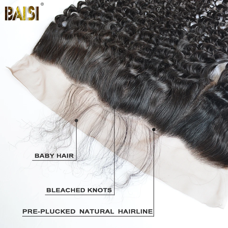 Волосы BAISI перуанские натуральные волосы вьющиеся кружевные фронтальные 13x4