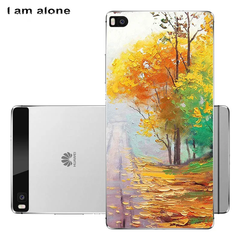 I am alone Phone Bags For Huawei Ascend P8 2015 5.2 inch Soft TPU Mobile Fashion Printed Lite Free Shipping |