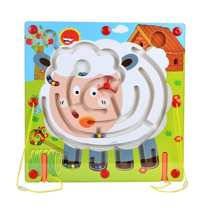 sheep Детский развивающий лабиринт, игрушки, Мультяшные животные, сова, обезьяна и овца, магнитный лабиринт, интеллектуальные игры, маленькая ручка, лабиринт, игрушка-головоломка - Цвет: sheep