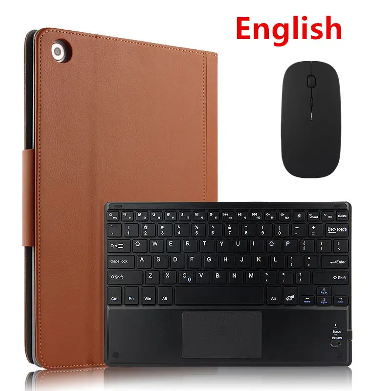 Чехол для huawei MediaPad M5 Lite 10, защитный чехол, защита клавиатуры Bluetooth из искусственной кожи BAH2-W09/L09/W19 10,", чехол для планшета - Цвет: brown mouse English