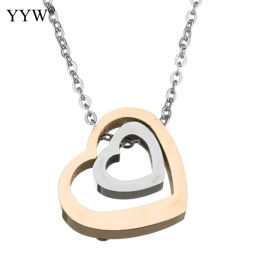 YYW 2017 высокое качество Для женщин Jewelry Нержавеющая сталь сердце с хрустальными