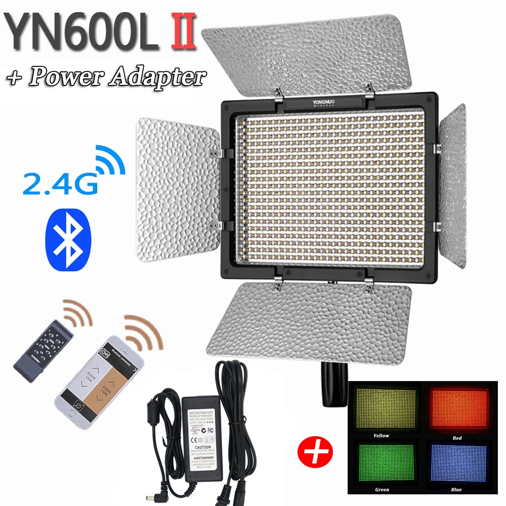YONGNUO yn600l II 5500 К 2.4 г Bluetooth yn600 600 светодиодный свет Панель с 9 В 3A DC Адаптеры питания и