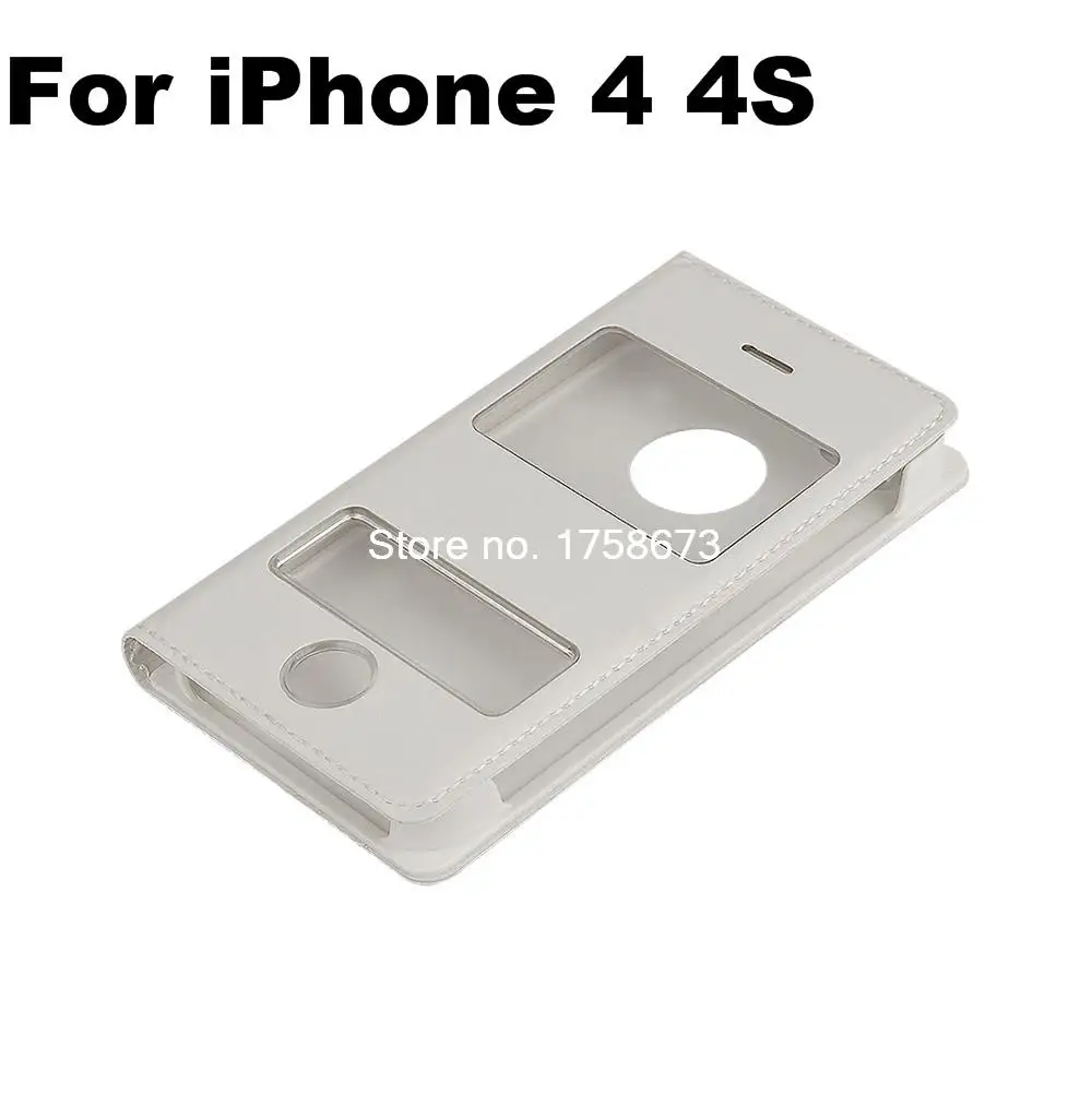 Ультратонкий кожаный чехол книжка с окошком для Apple iPhone 4|case fan covers|cases for amazon kindlecover