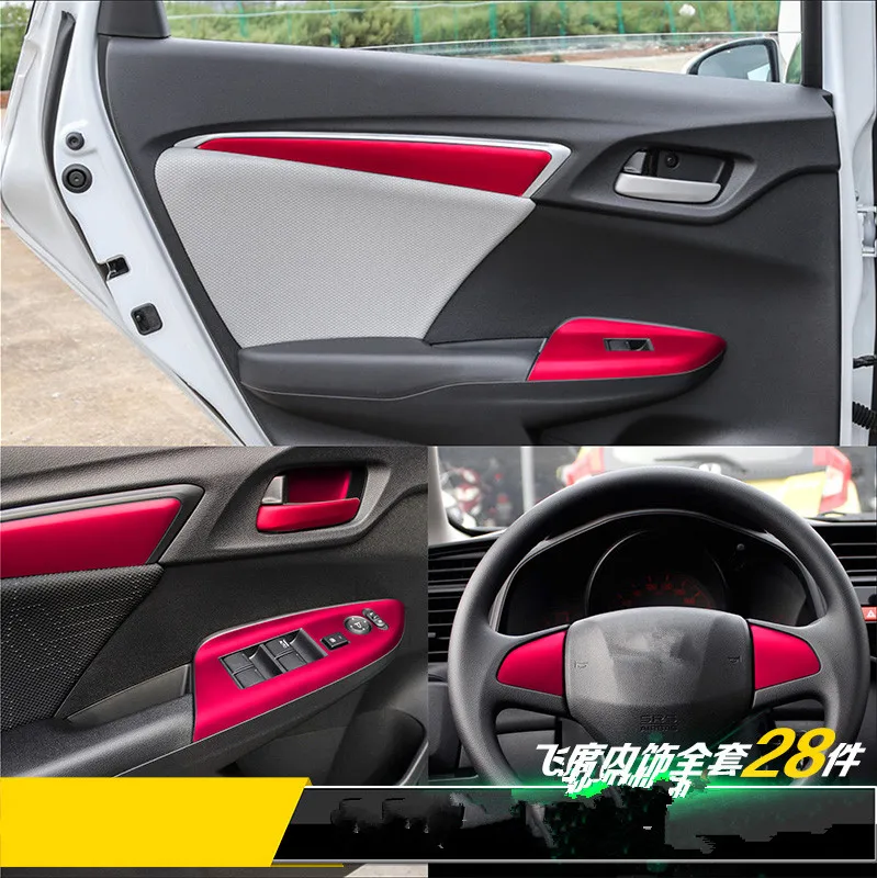 Полный комплект из углеродного волокна пленка для модификации интерьера Honda Fit 2014