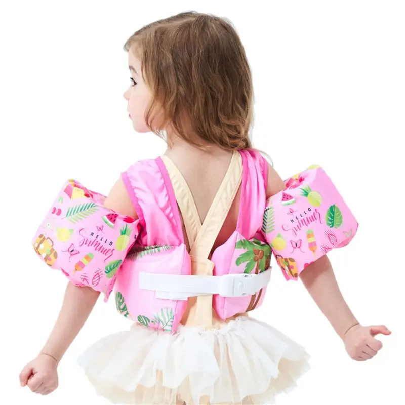 

Toddler Baby Cute Cartoon Flamingo Animal Print Swim Floats Buoyancy Vest Life Jackets Adjustable Safety Trainer With Arm Wings