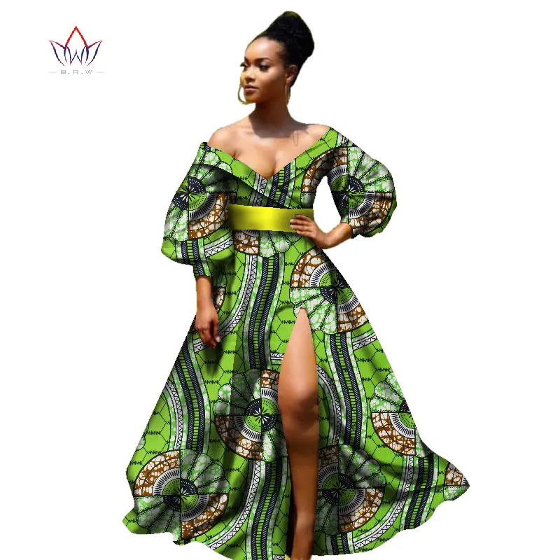 african bazin dresses for women african Three Quarter sleeves dresses for women african clothing wax dashiki fabric WY2255