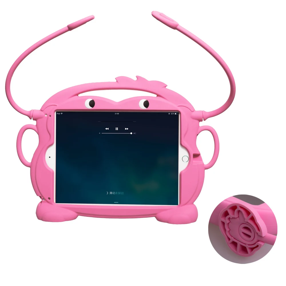 Розовый Детский чехол с рисунком обезьяны для iPad 9,7 / Pro 9,7 Air1/2 планшет противоударный силиконовый мягкая подставка чехол funda+ ручка - Цвет: Розовый