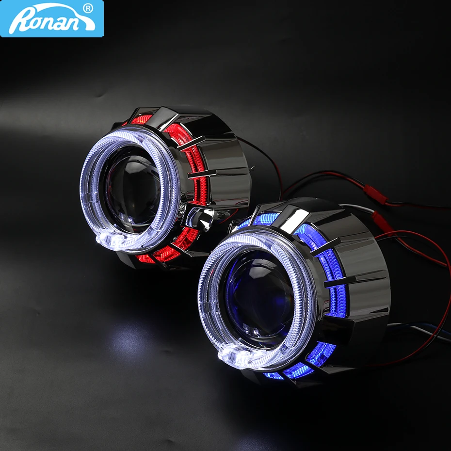 RONAN 2," mini ver8.1 биксенон H1 объектив проектора H4 H7 Розетка двойной светодиодный Оптический Белый ангельские глазки автомобильный Стайлинг модернизированная фара
