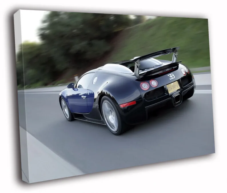 HD холст печать живопись-Bugatti Veyron скорость черный Задний Супер спортивный