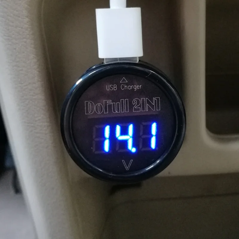 Цифровой Авто DC 12 В 24 в автомобильный термометр Вольтметр 2 в 1 монитор напряжения температуры Красный Синий светодиодный двойной дисплей - Цвет: Blue LED