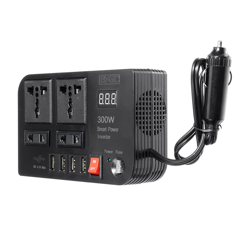 Автомобильный преобразователь напряжения 4 USB 300 Вт 12 В постоянного тока в 220