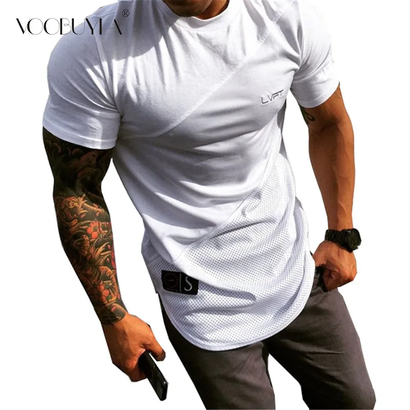 Voobuyla 2019 Summer Shirt Cotton Gym Fitness Men T-shirt Brand Clothing Sports T shirt Male Print Short Sleeve Running | Спорт и