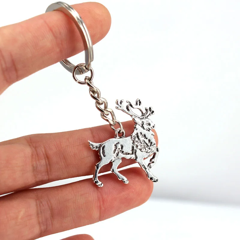 

hzew new Ancient silver color deer key chains deer christmas gift keychain