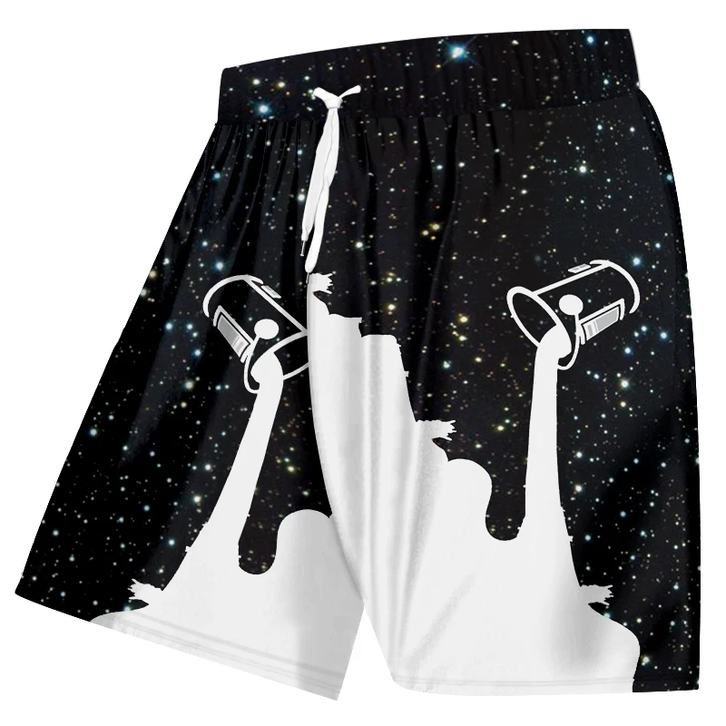 UJWI Man Quick Qry Elastic Waist Starry sky 3D Printed milk Casual Large Size Garment For Men Boardshorts Wholesale Dropshipping | Мужская