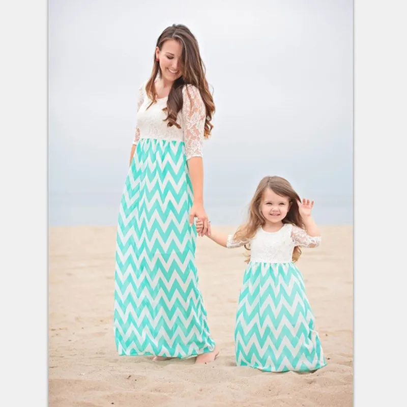 Фото 2019 летнее пляжное платье для девочек женское кружевное макси семейный образ