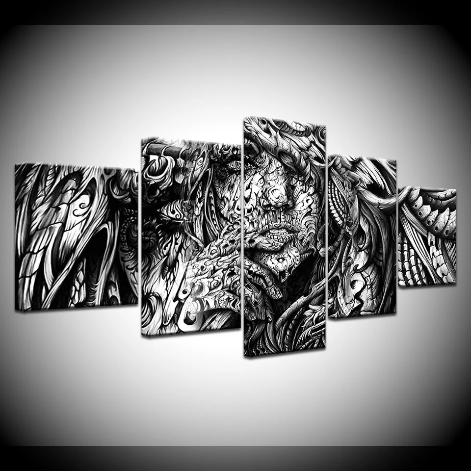

Mordern Canvas Wall Art Pictures HD Print Painting 5 Panel Home Decor Movie Game Characters Modular Abstract Poster Framework