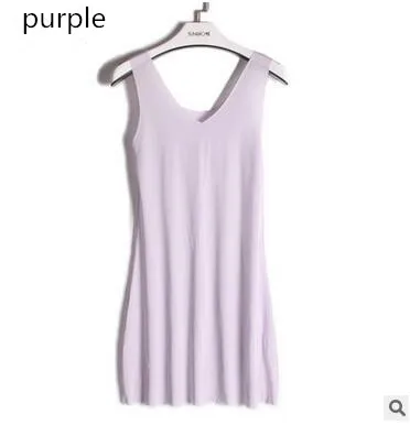

HOT 2017 female seamless nightwear Women's Plus size Long Underdress Sleeveless ladies full slips 7 colors