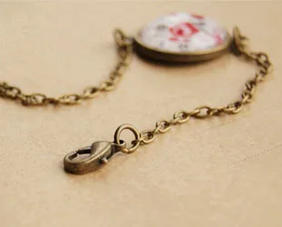 Прекрасная роза Цветочный принт круглый стеклянный кабошон Браслеты бронзовая