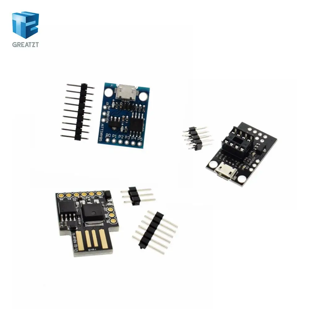 Подключаемая макетная плата для ATtiny13A/ATtiny25/ATtiny45/ATtiny85, программирующий модуль, разъем питания Micro Usb