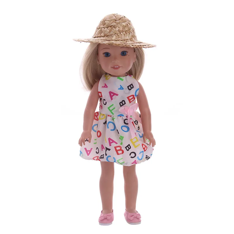 Плетеная шляпа LuckDoll Солнцезащитная подходит для кукол Wellie Wisher 14 5 дюйма