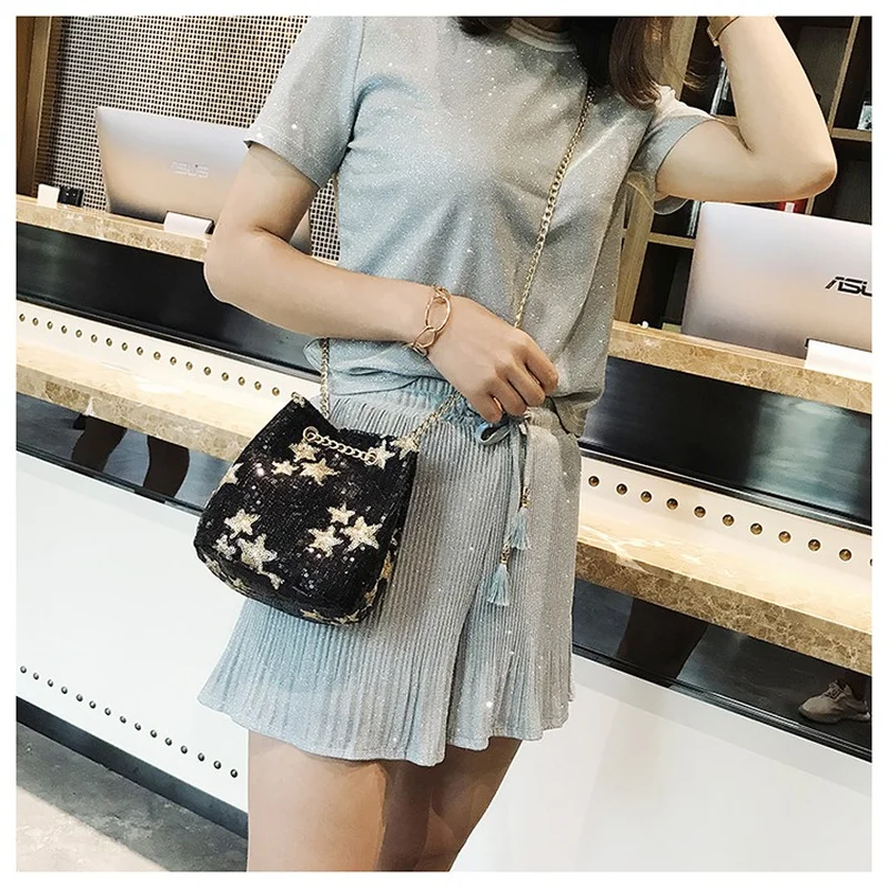 Femme 2018 сумки на плечо пентаграмма блестки Сумки Bolsa Feminina Женская блестками