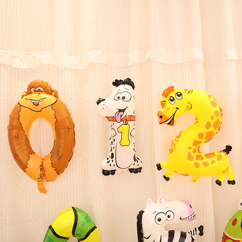 1 шт. Мини цифровой животных воздушные шары из фольги для дня рождения ребенка