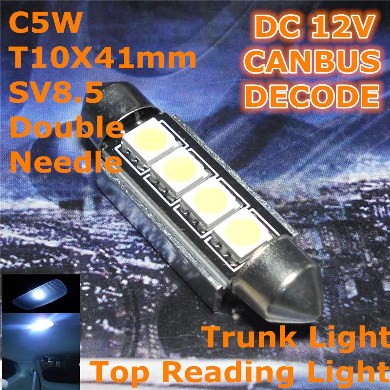 12 В светодиодная Автомобильная CAN-шина декодирование двойная игольчатая лампа C5W