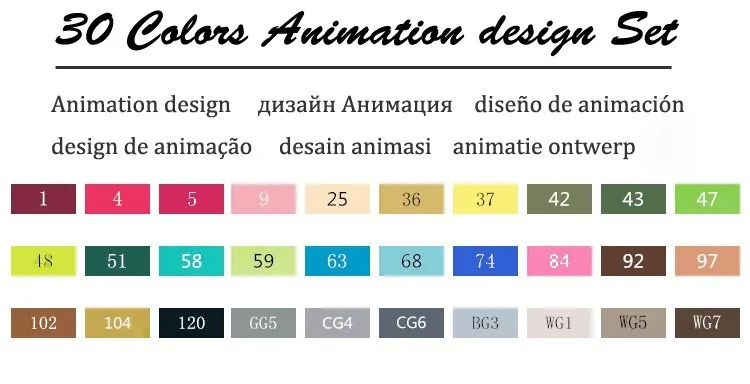 30 Animation Set TouchFIVE 30/40/60/80/168 Цвет маркер для рисования набор двойной головой художественный эскиз жирной на спиртовой основе маркеры для анимации товары для рукоделия - Цвет: 30 Animation Set